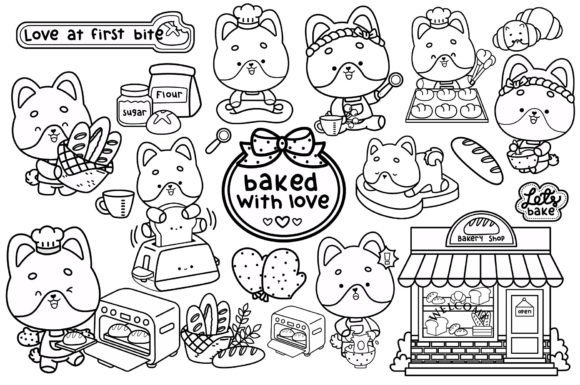 Shiba Inu and Bakery Clipart